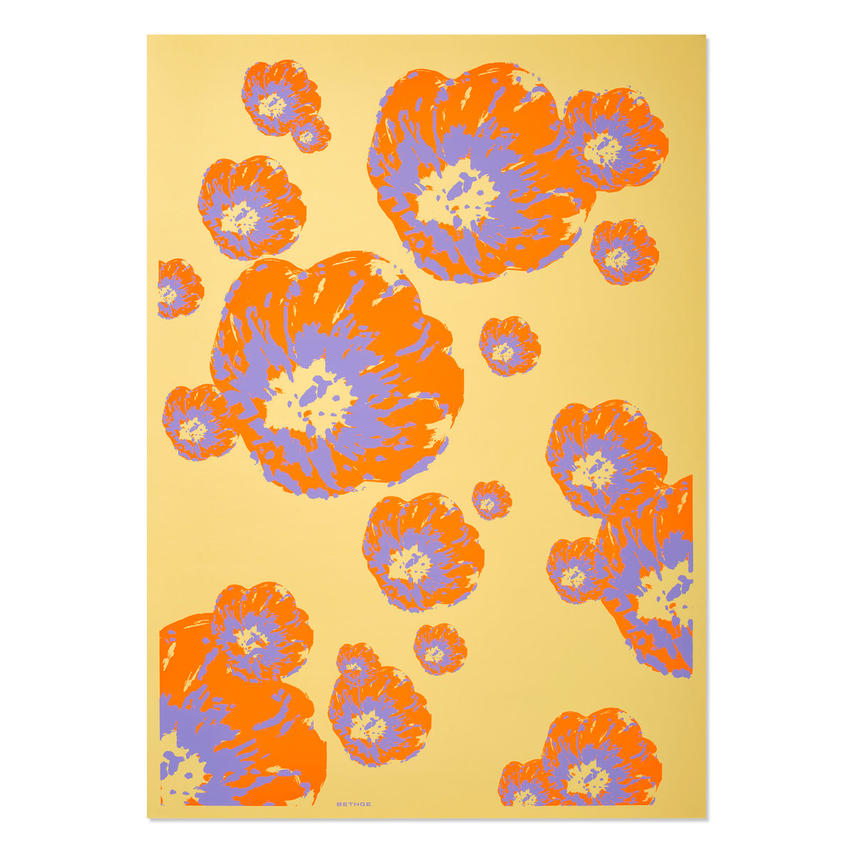 Corn Poppy Neon Pink/Purple on Yellow