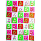 ChatGPT said:

Wrapping paper with a grid of neon-colored squares in pink, green, red, and white, each featuring a pop-art style Santa Claus illustration carrying a sack of gifts.
