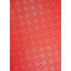 Red wrapping paper decorated with a repeating pattern of interwoven gold star outlines, creating a festive geometric effect.