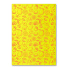 A bright yellow wrapping paper with a lively matte finish, featuring an all-over pattern of citrus fruits, leaves, and slices illustrated in warm orange tones for a fresh, playful look.