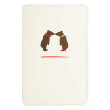 A single card features two simple bear shapes facing each other, printed on cream-colored, deckled-edge paper.