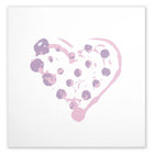 Greeting card with a minimalist design, featuring a soft pink heart composed of irregular stamped dots, centered on the card and presented front-on with subtle depth and shadow around the edges.