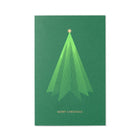 A green Christmas card with a minimalist tree design, a gold star on top, and the text "Merry Christmas" in gold at the bottom.
