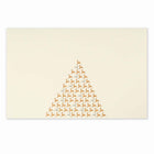 Elegant cream Christmas card decorated with a triangular pattern of small gold reindeer forming the shape of a Christmas tree.