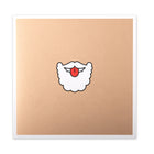 Humorous Christmas card with a cartoon illustration of Santa’s white beard and mustache with his red tongue sticking out.