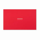 Bright red Christmas card with the text 'HO HO HO HI HI HI' in metallic white lettering.