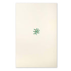 A cream-colored Christmas card with a small mistletoe sprig of green leaves and red berries in the center.