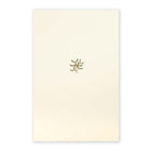 A cream-colored Christmas card with a small mistletoe sprig of olive leaves and pink berries in the center.