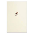 Minimalist cream Christmas card with a small Santa Claus illustration in red, black, and white.