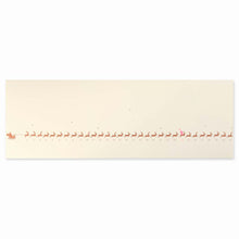 Minimalist cream-colored Christmas card showing a row of small gold reindeer pulling a sleigh, numbered up to 31. The reindeer on the 24th is marked in red.